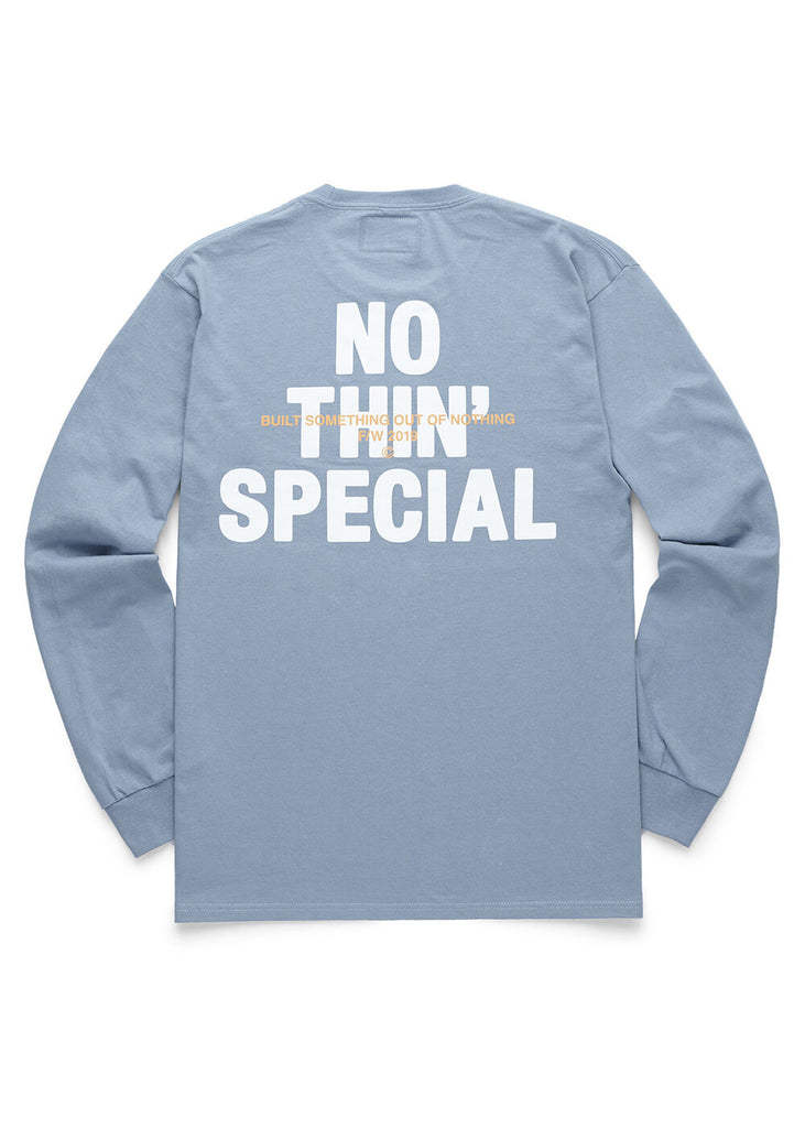 Nothin’ Special F/W '19 Logo L/S Tee Stonewashed Blue