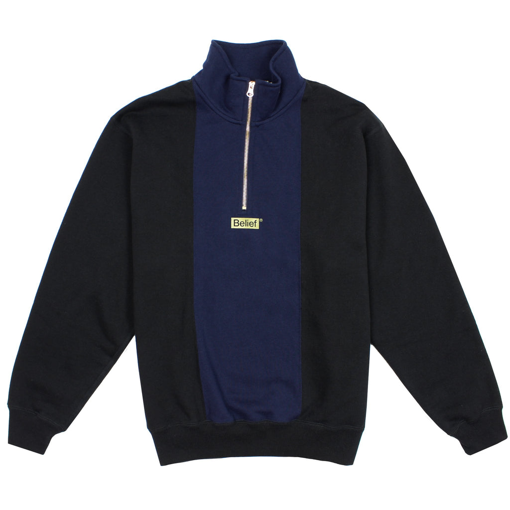 Belief NYC Logo Premium 1/4 Zip Sweatshirt Black/Navy