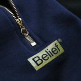 Belief NYC Logo Premium 1/4 Zip Sweatshirt Black/Navy
