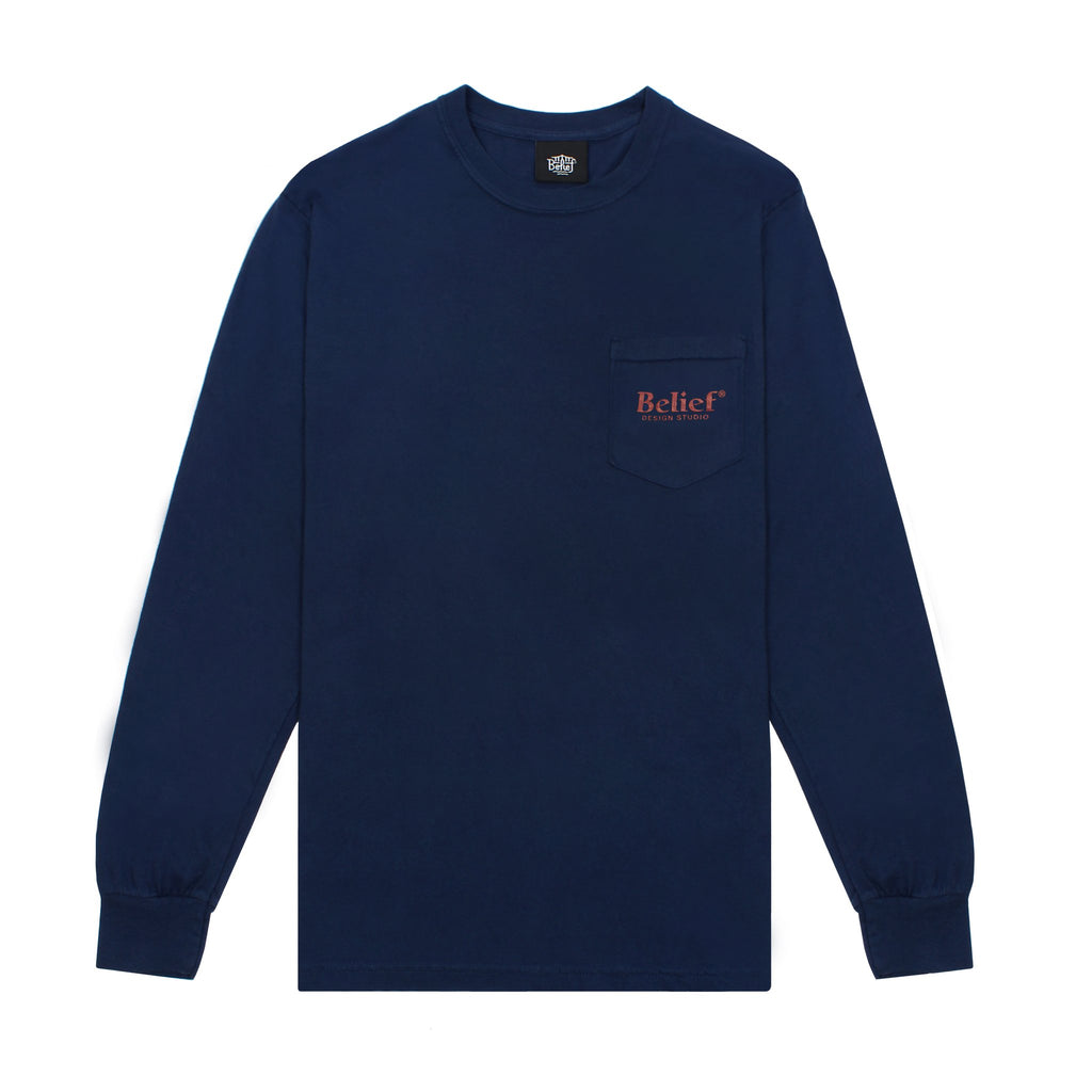 Belief NYC Studio L/S Pocket Tee Navy