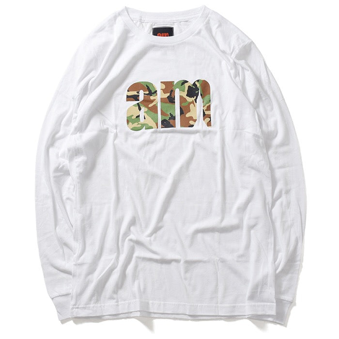 AM Aftermidnight NYC Woodland Camo AM Logo L/S Tee White