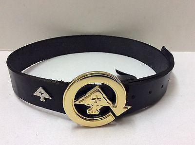 Lifted Research Group (L-R-G) Black Leather Belt With Gold Color Buckle Size Small