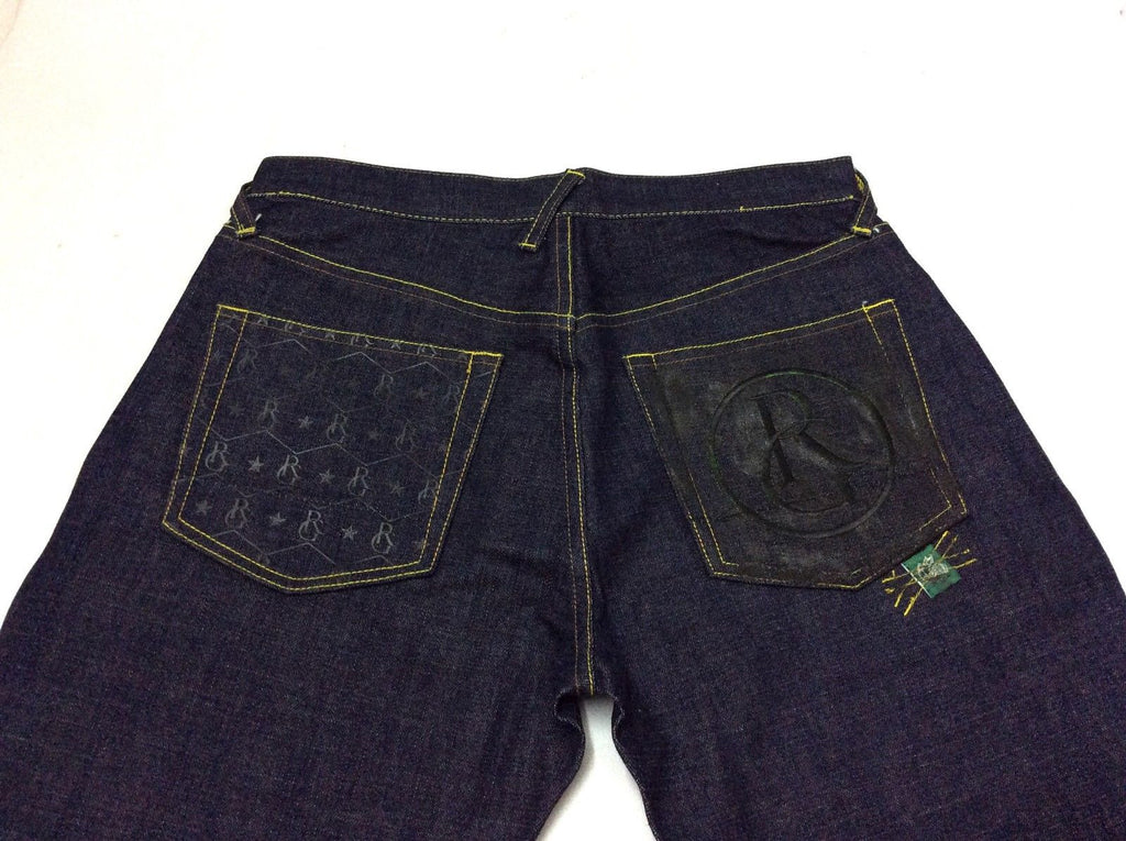 Green Five Pocket Red Line Denim Jean Navy