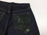 Green Five Pocket Red Line Denim Jean Navy